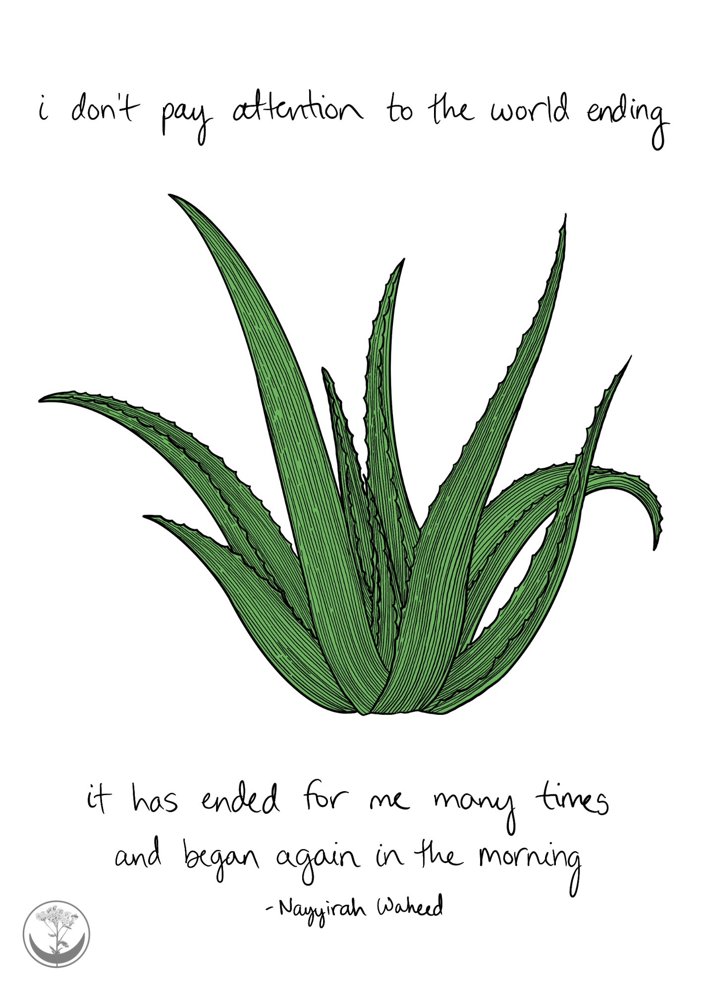 Aloe + quote print - Readings by Della